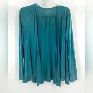 Soft Surroundings Cardigan Teal Blue XS Soft Flowy Open Front